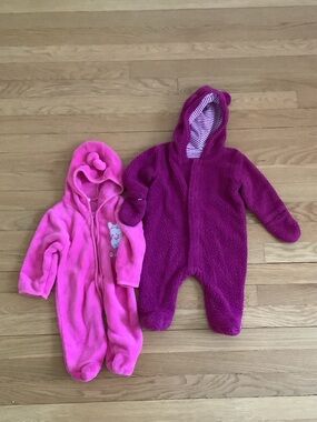 Magnificent Baby and Coney Isle Hot Pink & Magenta Plush Hooded Footies Set